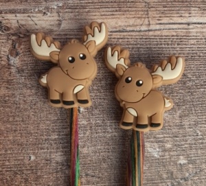 Knitting Notions Needle Stoppers x 2 - Reindeer